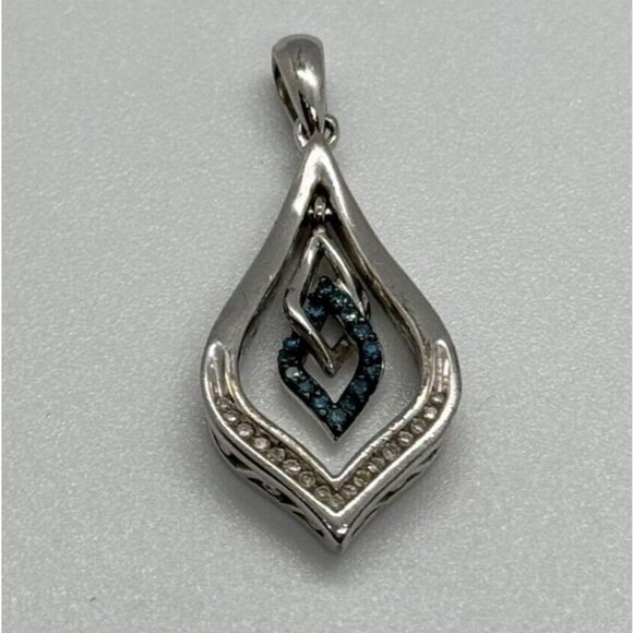 925 STERLING SILVER BLUE & WHITE SPINEL PENDANT